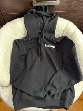 Gymshark Black Hoodie with White Logo in Size Small